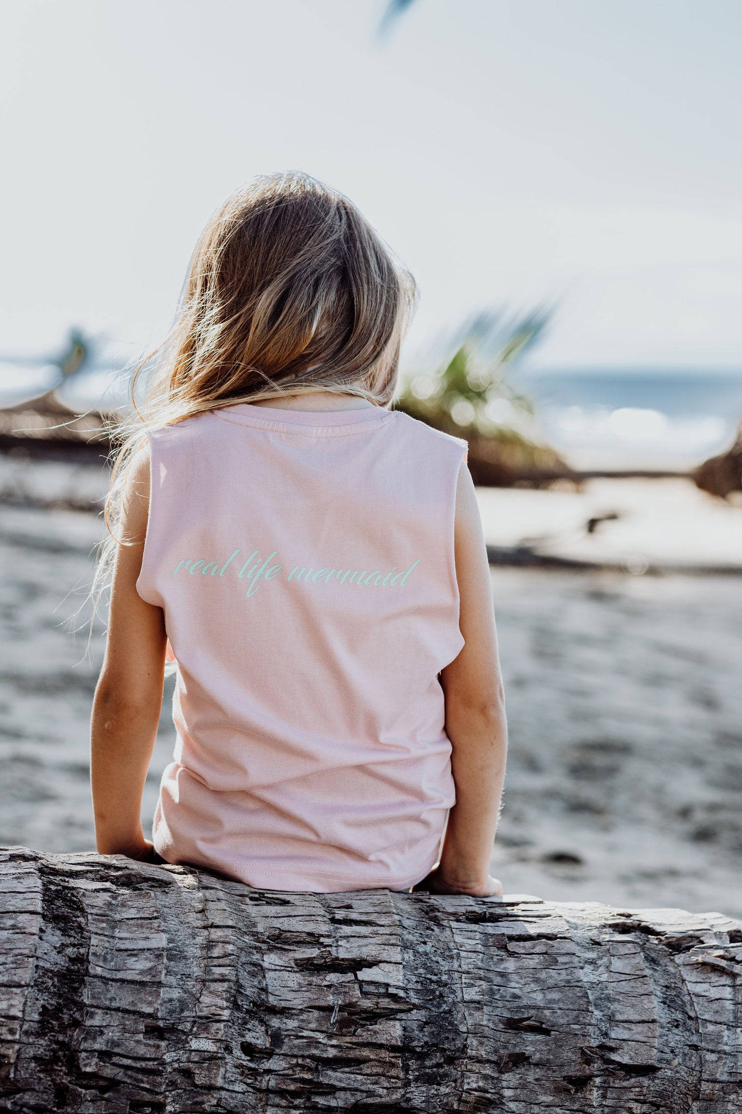 THE OCEAN IS CALLING MUSCLE TEE ~ dusty pink