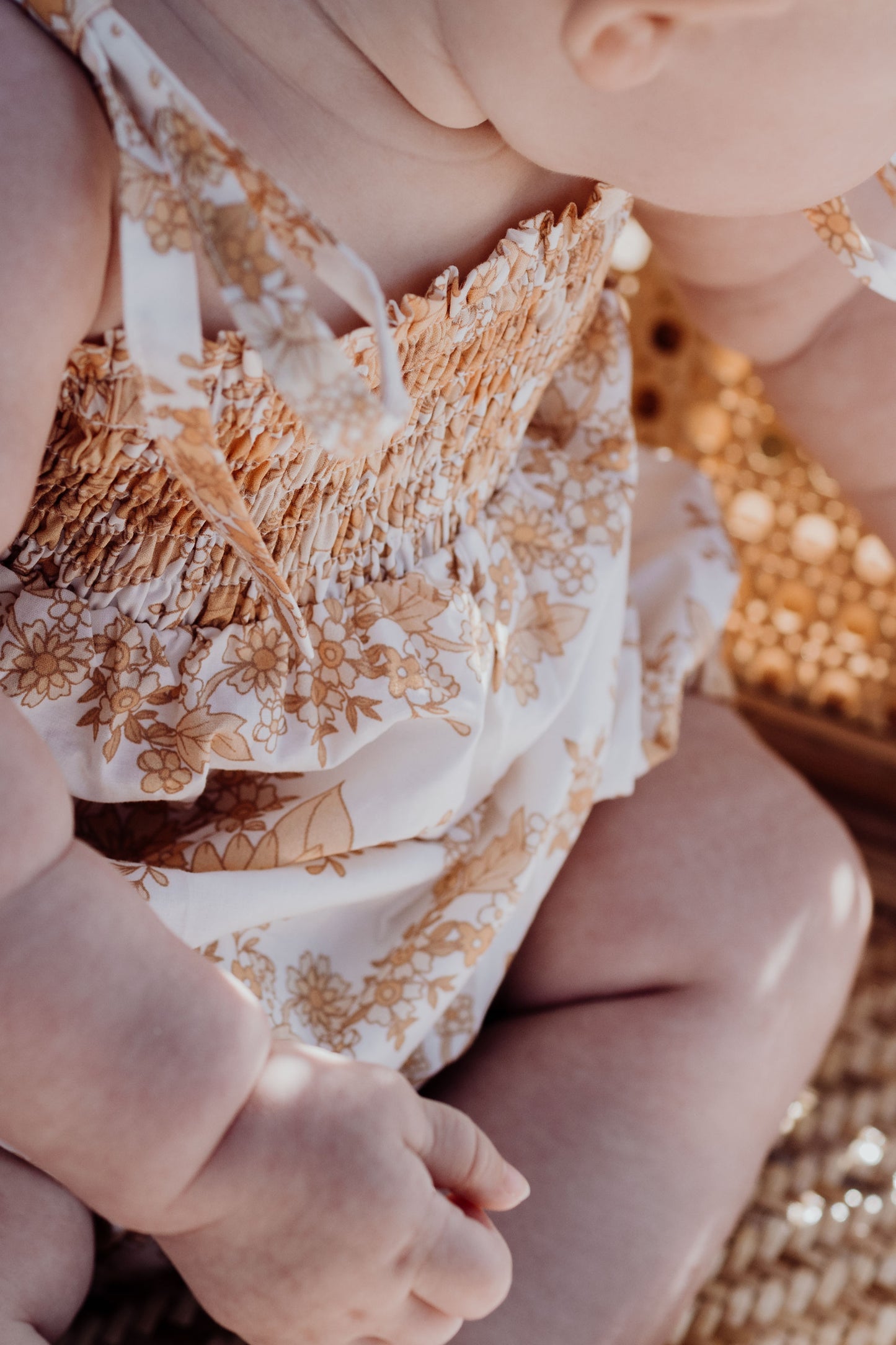 SAGE ROMPER ~ vintage sunflowers