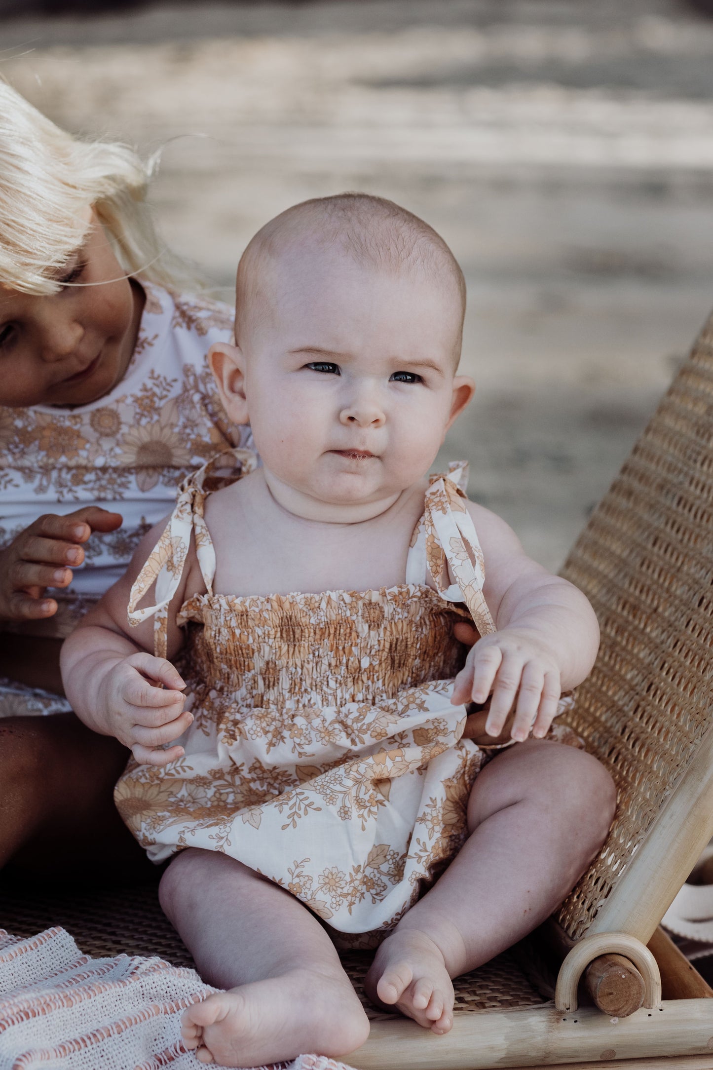SAGE ROMPER ~ vintage sunflowers